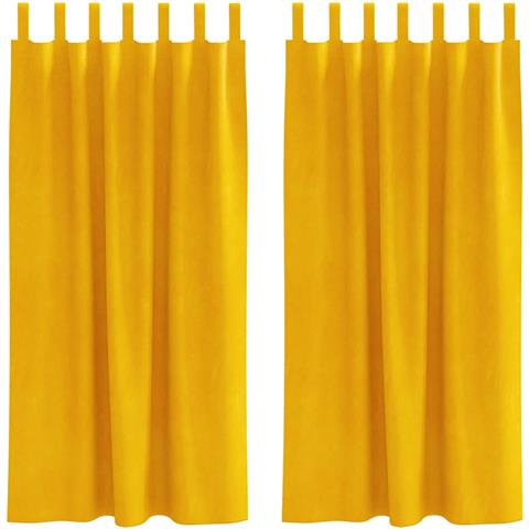 Tende con tende 2 pcs Giallo senape 140 x 175 cm Velluto - Foto 1