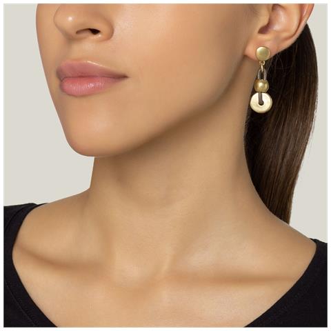 Orecchino In Pelle Dorata, Pelle Marrone ""base"" - Foto 2