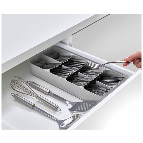 Organizzatore Posate Compatto Drawerstore Grande 48 Scomparti Conservazione Efficiente Design Grigio Ideale Per Cassetti Da Cucina - Foto 3