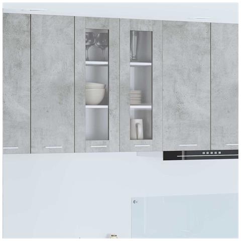 Armadio pensile con porta Riga Grigio cemento 60 x 31 x 80 cm - Foto 2