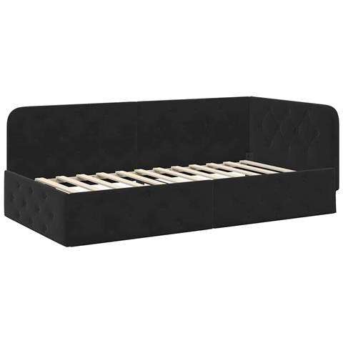 Cornice del letto ad angolo Nero 90 x 200 cm Velluto - Foto 1