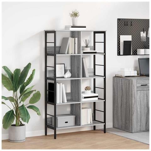 Libreria Grigio Sonoma 82 x 32 x 144,5 cm Legno multistrato - Foto 2