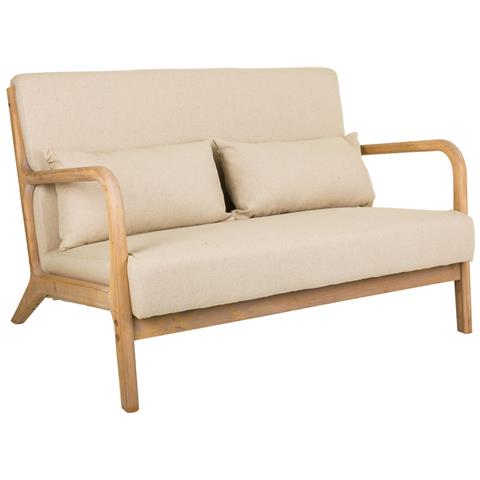 Divano In Legno Con Rivestimento Panna 122x85x34/74h - Foto 1