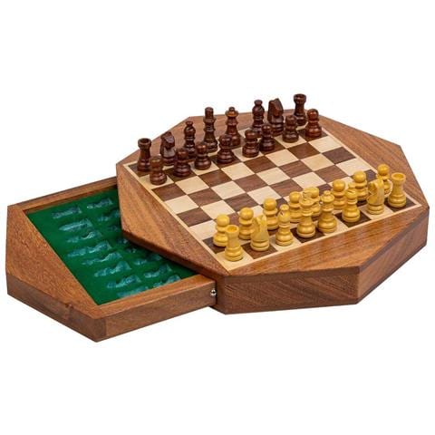 Scacchi Magnetici Con Cassetto Per Pezzi In Legno Marrone D22,5x5h - Foto 1
