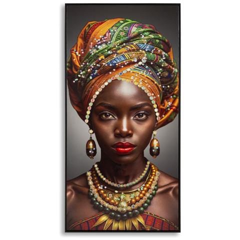 Stampa Su Tela Laccata Maya Silhouette Afro Con Cornice Nera - Foto 1