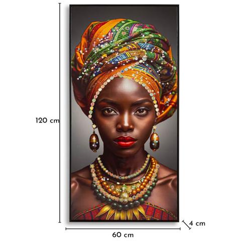 Stampa Su Tela Laccata Maya Silhouette Afro Con Cornice Nera - Foto 6