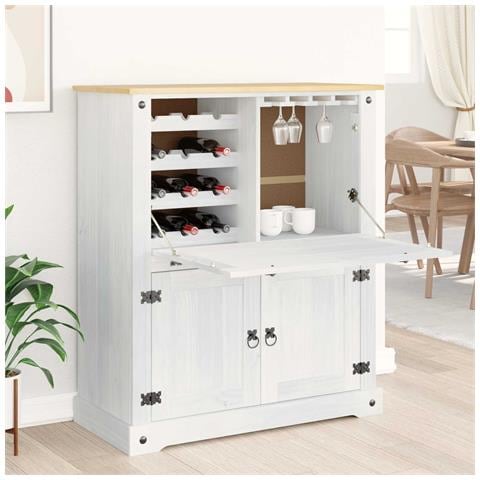 Mobile per vino Bianco 97 x 45 x 114 cm Pino massello - Foto 2