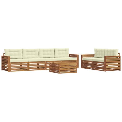 Set di divani da esterno con cuscino 7 pcs Naturale e Crema - Foto 1