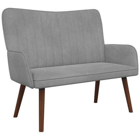 Sofa a Due Posti Grigio chiaro 115 x 61 x 87 cm Velluto - Foto 1