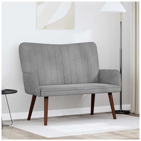 Sofa a Due Posti Grigio chiaro 115 x 61 x 87 cm Velluto - Foto 2