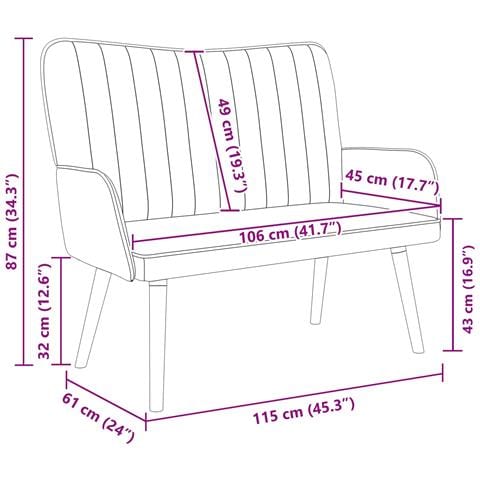 Sofa a Due Posti Grigio chiaro 115 x 61 x 87 cm Velluto - Foto 9