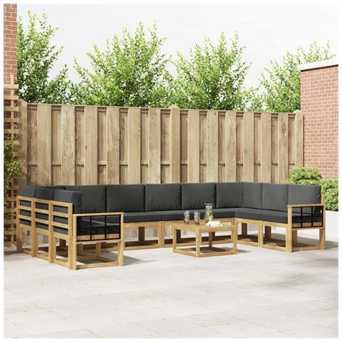 Set di divani da esterno con cuscino 11 pcs Bianco e Antracite - Foto 2