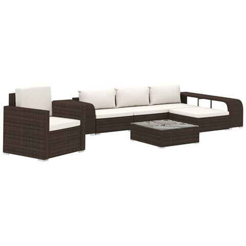 Set Divani da Giardino 8 pz con Cuscini in Polyrattan Marrone - Foto 1
