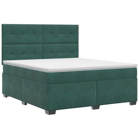 Letto box spring con materasso Verde Scuro 140 x 200 cm Velluto - Foto 1