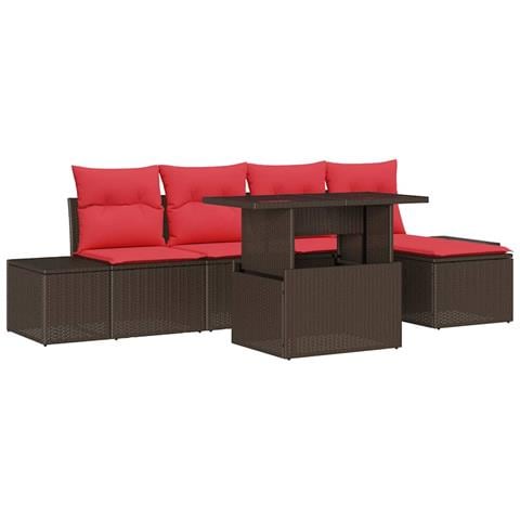Set Divano da Giardino 6 pz Marrone polyrattan - Foto 1