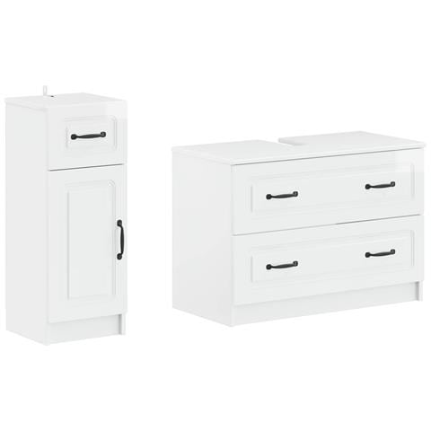 Set di Armadi da Bagno da 2 Pezzi UTRECHT Bianco Lucido - Foto 1