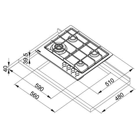Piano Cottura FHNE6043GTCXSC a Gas 4 Fuochi Gas Colore Inox  - Foto 2