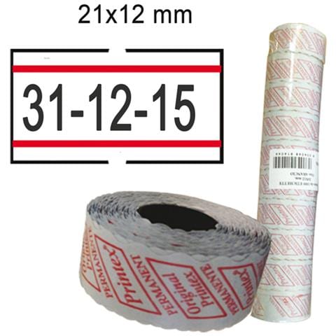 pack 10 rotoli 1000 etich. 21x12mm bianco perm. con righe rosse - Foto 1