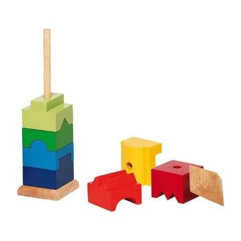 Mattoncini In Legno Per Impilabili Formare Una Torre, Modelli / Colori Assortiti, 1 Pezzo - Foto 2