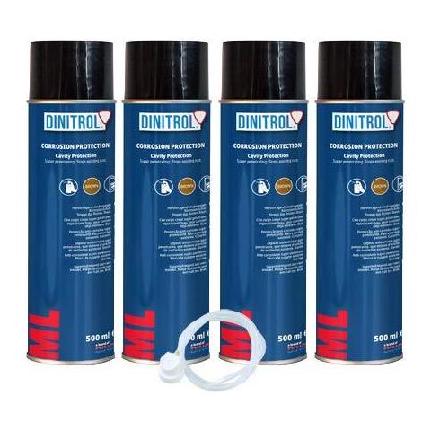 Dinitrol Ml Penetrator Cera 4 X 500ml Bombolette Spray Con 600 Millimetri Di Estensione Spruzzo Ugello - Foto 1
