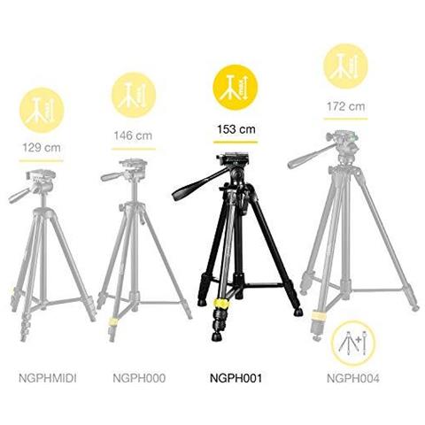 Phototripod Kit Grande Con Il Sacchetto Di Trasporto A 3 Vie Testa Sgancio Rapido 4 Sezioni Gambe Leva Serrature Geared Colonna Centrale Caricare Fino 3kg Alluminio Per Canon Nikon Sony Nghp001 - Foto 4