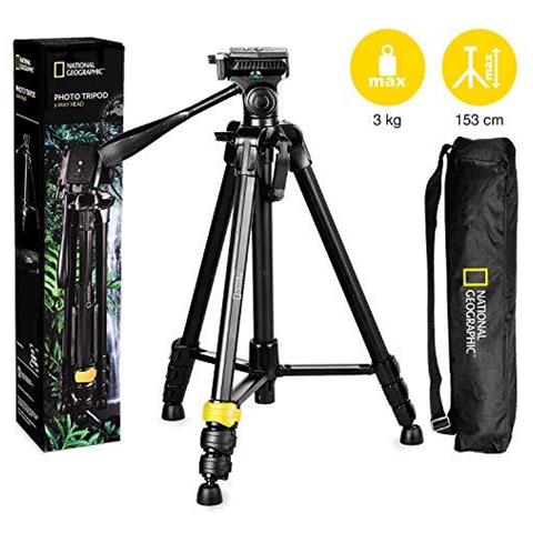 Phototripod Kit Grande Con Il Sacchetto Di Trasporto A 3 Vie Testa Sgancio Rapido 4 Sezioni Gambe Leva Serrature Geared Colonna Centrale Caricare Fino 3kg Alluminio Per Canon Nikon Sony Nghp001 - Foto 1