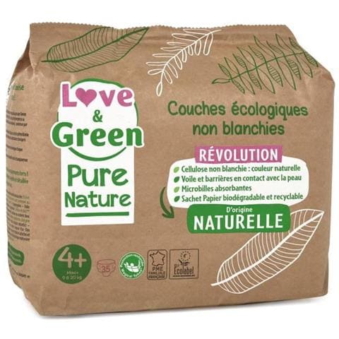 Pannolini Ipoallergenici Non Sbiancati Pure Nature - Certificati Ecolabel T4 + X 35 (da 9 A 20 Chili)  - Foto 1