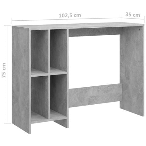 Scrivania Portatile Grigio Cemento 102,5x35x75 cm Multistrato - Foto 2