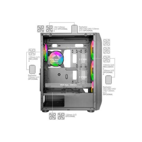 Case MCKXW Tower PC ATX, EATX, / Micro-ATX / Mini-ITX 2 Porte USB 2.0 / 1 Porta USB 3.2 Gen 1 (3.1 Gen 1) Tipo A Colore Bianco - Foto 5