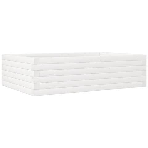 Fioriera Da Giardino Bianca 90x60x23 Cm Legno Massello Di Pino - Foto 2