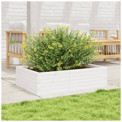 Fioriera Da Giardino Bianca 90x60x23 Cm Legno Massello Di Pino - Foto 3