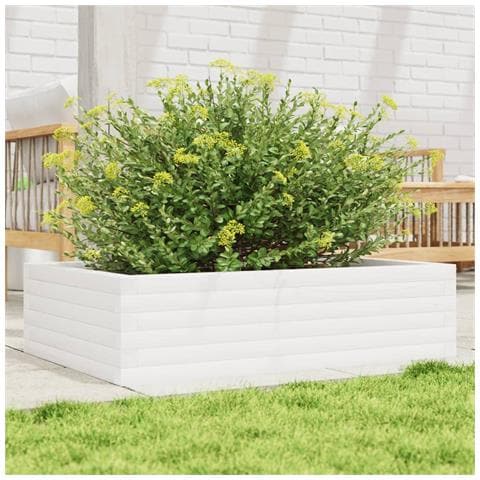 Fioriera Da Giardino Bianca 90x60x23 Cm Legno Massello Di Pino - Foto 1