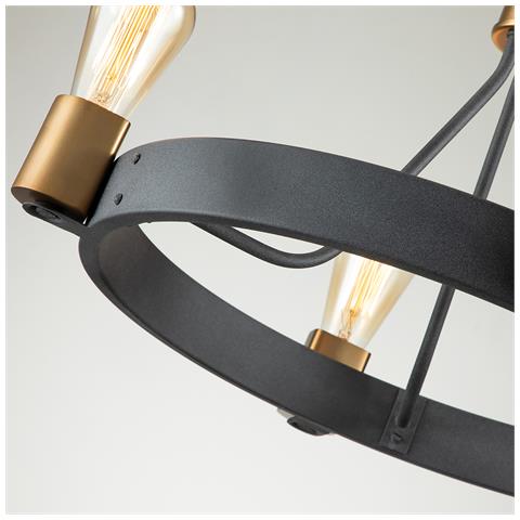 Lampadario Industrial Nordico Silas Acciaio Zinco Antico Ottone 4 Luci E27 - Foto 2