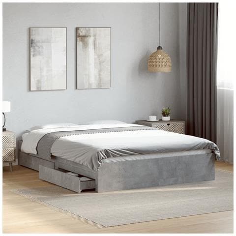 Giroletto Cassetti Grigio Cemento 135x190 Cm Legno Multistrato - Foto 1