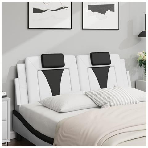 Cuscino Testiera Nero E Bianco 120 Cm In Similpelle - Foto 3