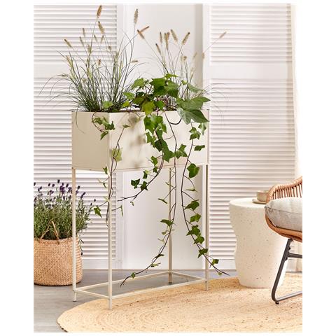 Vaso Per Piante Rialzato Tapien Metallo 70 Cm Beige - Foto 1