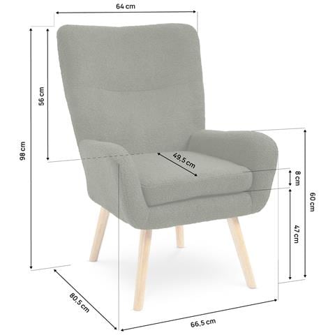 Poltrona Scandinava Moderna Gaïa Tessuto Spugna Kaki - Foto 3