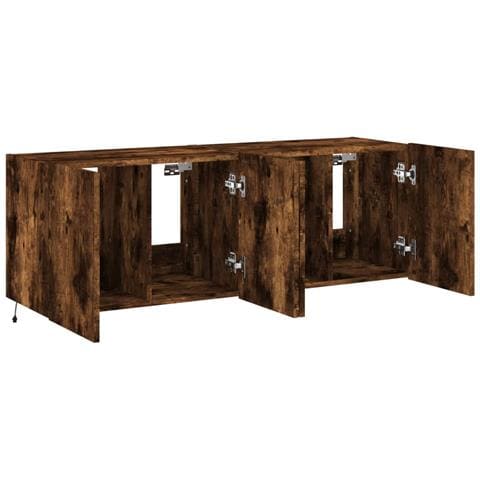 Mobili TV a Parete con Luci LED 2pz Rovere Fumo 60x35x41 cm - Foto 2