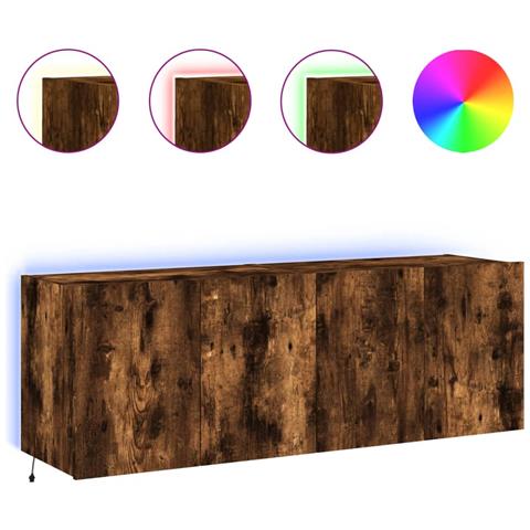 Mobili TV a Parete con Luci LED 2pz Rovere Fumo 60x35x41 cm - Foto 1