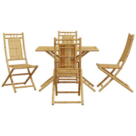 Set Da Pranzo Da Giardino 5 Pz In Bambù - Foto 3