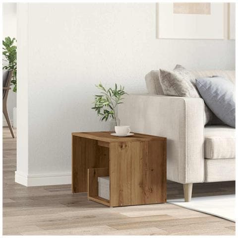 Tavolino Rovere Artigianale 59x36x38 Cm In Legno Multistrato - Foto 3