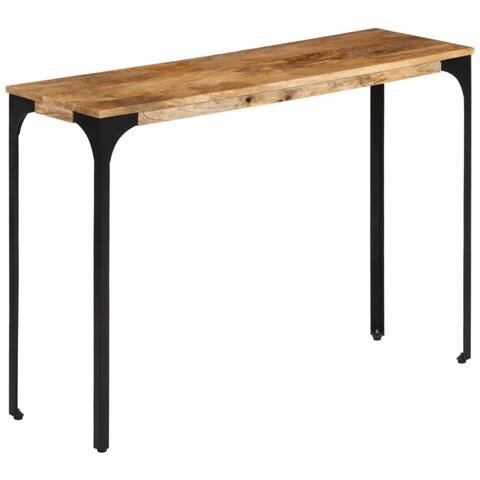 Tavolo Consolle Marrone 110x35x76 Cm Massello Mango E Ferro - Foto 1