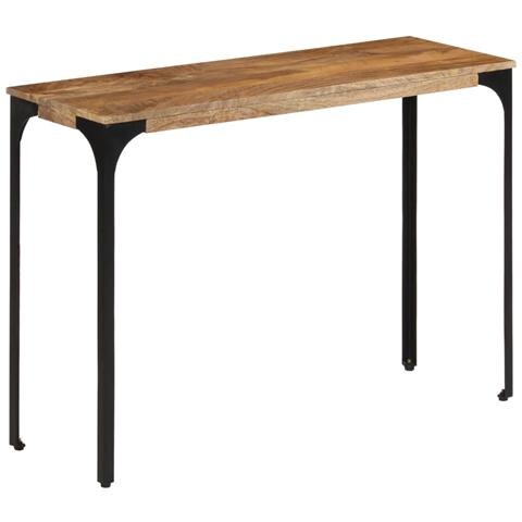 Tavolo Consolle Marrone 110x35x76 Cm Massello Mango E Ferro - Foto 3