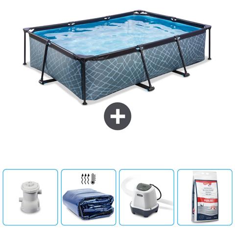 Piscina Fuori Terra - Rettangolo - 300x200x65 Cm - Grigio - Include Accessori Coordinati Cb54 - Foto 1