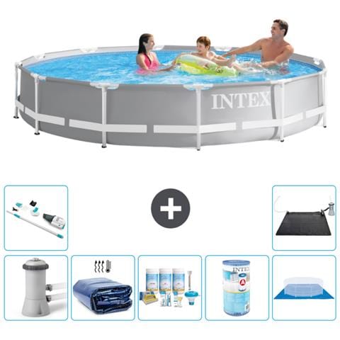 Piscina Fuori Terra - In Giro - 366x76 Cm - Grigio - Include Accessori Coordinati A2128 - Foto 1