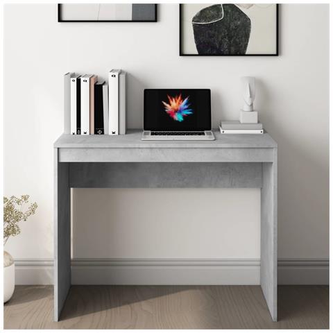 Lusso Casadino -  Scrivania Grigio Cemento 90x40x72 Cm In Legno Multistrato - Foto 2