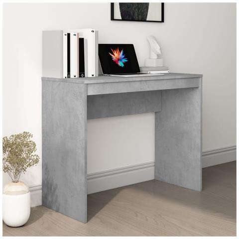 Lusso Casadino -  Scrivania Grigio Cemento 90x40x72 Cm In Legno Multistrato - Foto 8
