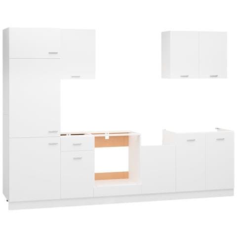 Lusso Casadino -  Set Armadi Da Cucina 7 Pz Lyon Bianco In Truciolato - Foto 2