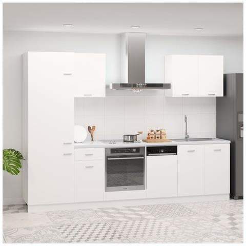 Lusso Casadino -  Set Armadi Da Cucina 7 Pz Lyon Bianco In Truciolato - Foto 8