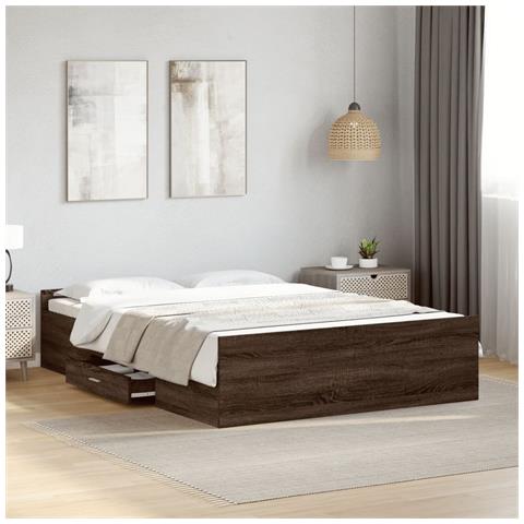 Giroletto Cassetti Rovere Marrone 120x190 Cm Legno Multistrato - Foto 8